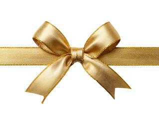 Fototapeta premium Gold ribbon bow for gift wrapping and decoration , isolated on transparent cutout background