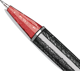 Hand-Drawn Red and Black Mechanical Pencil