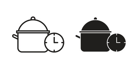 Cooking time icon illustrations collection. editable stroke outline and flat style