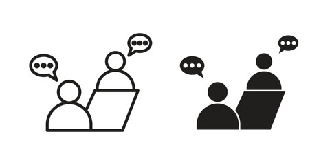 Counselling icon illustrations collection. editable stroke outline and flat style