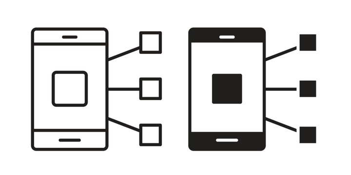 Content curation icon illustrations collection. editable stroke outline and flat style