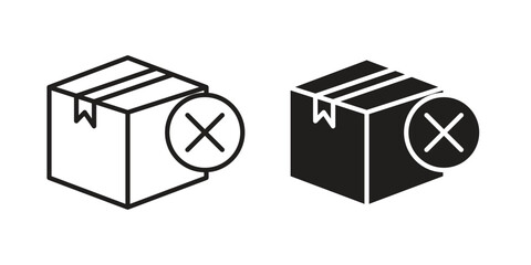 Delivery cancelled icon illustrations collection. editable stroke outline and flat style