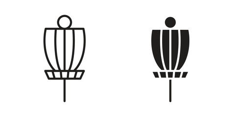 Disc golf icon illustrations collection. editable stroke outline and flat style