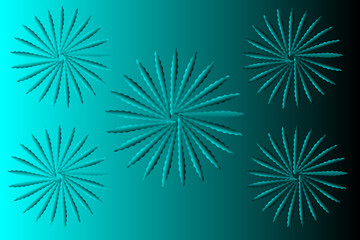 Turquoise Spiral Starbursts on Gradient