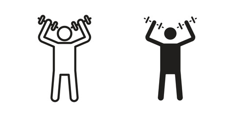 Exercise icon illustrations collection. editable stroke outline and flat style