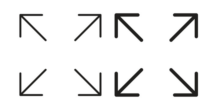 Expand arrows icon illustrations collection. editable stroke outline and flat style