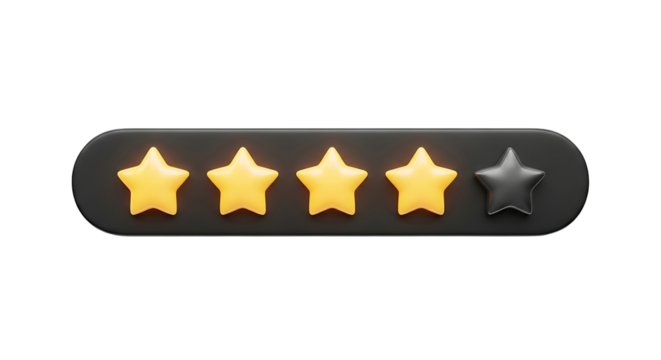 Four out of five stars gleaming bright, representing excellent customer satisfaction