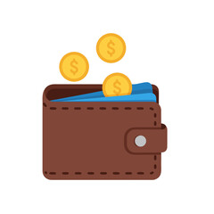 Wallet with Coins Icon – Colorful Flat Finance Vector