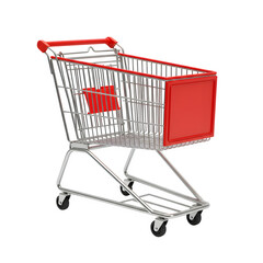 Red Shopping Cart isolated on transparent background