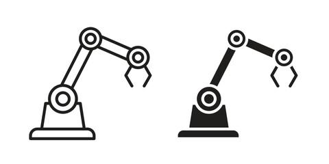 Mechanical arm icon illustrations collection. editable stroke outline and flat style