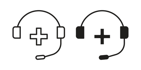 Medical support icon illustrations collection. editable stroke outline and flat style