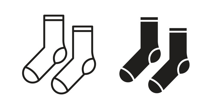 Pair of socks icon illustrations collection. editable stroke outline and flat style