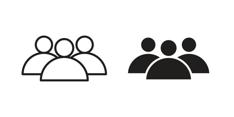 people icon illustrations collection. editable stroke outline and flat style