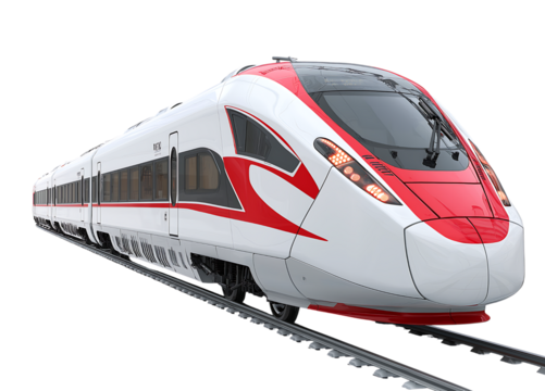 Modern High-Speed Passenger Train isolated on a transparent background