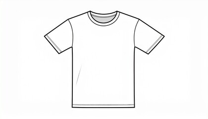 Blank white t-shirt outline vector template for design, apparel mockup, customizable clothing, and fashion concepts