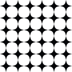 Seamless monochrome curved star pattern. illustration of vector background.