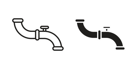 Plumbing pipes icon illustrations collection. editable stroke outline and flat style
