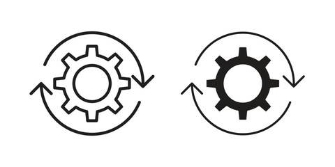 Processing icon illustrations collection. editable stroke outline and flat style