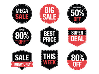 Obraz premium Find mega sale big sale best price super deal discount offers vector set