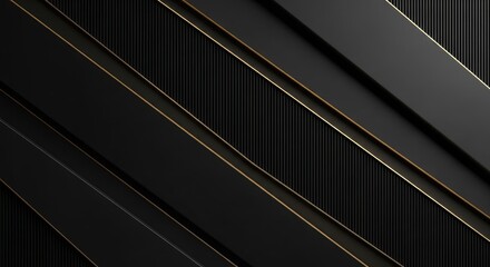Obraz premium Abstract Dark Geometric Shapes with Golden Lines Pattern Design for Luxury Style