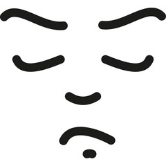 Sad Facial Expression Icon on Transparent Background