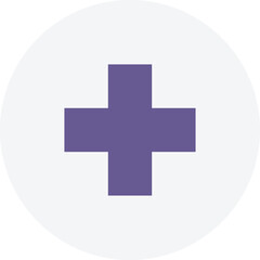 Purple Cross Icon Inside White Circle on Transparent Background