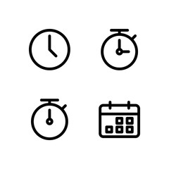 Essential UI Icon Set - Clock Timer Stopwatch and Calendar Time Elements