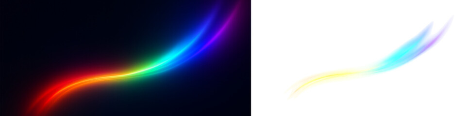 Vibrant rainbow light wave effect on black and white background isolated on transparent abstract background vector illustration