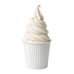 Soft serve ice cream in white cup isolated on transparent background