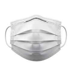 White disposable medical face mask isolated on transparent background