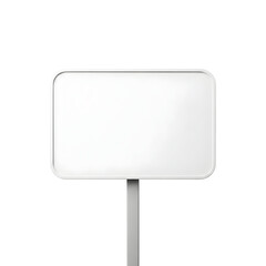 Blank white rounded rectangle sign on a pole isolated on transparent background