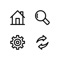 Essential UI Icon Set - Home Settings Search and Refresh Navigation Elements

