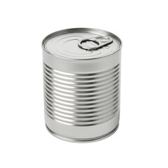Silver metal food can with pull tab isolated on transparent background