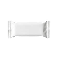 Blank white wrapper for a candy bar or snack isolated on transparent background
