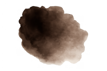 Brown watercolor texture abstract blot on transparent background creating an artistic stain or ink splotch element