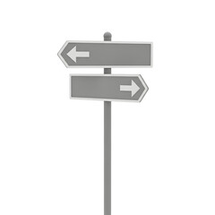 Directional signpost with two arrows pointing left and right isolated on transparent background
