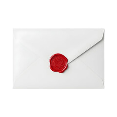Red wax seal on white envelope isolated on transparent background