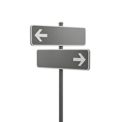 Directional signpost with arrows pointing left and right isolated on transparent background