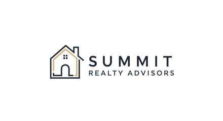 Summit Realty Advisors logo design with minimalist house icon.