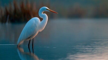 Elegant heron in watery landscape