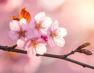 Pink Cherry Blossoms in Soft Sunlight © aziz