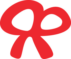 a flat icon drawing of a large red ribbon