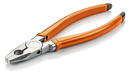 Orange pliers with rubberized handles isolated on white background, a versatile tool