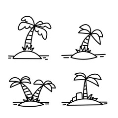 doodle small island with palm tree collection