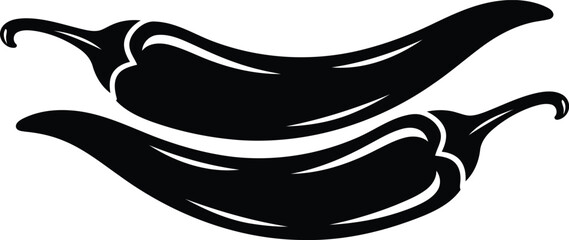 Bold black chili peppers, a simple yet striking icon for spicy food brands and culinary creations, promising vibrant flavor and intense heat in every dish