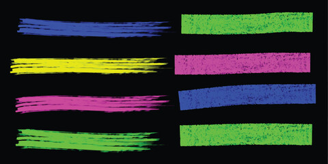 Collection of colorful highlighter strokes vibrant brush lines for emphasis perfect for graphic design and text highlighting