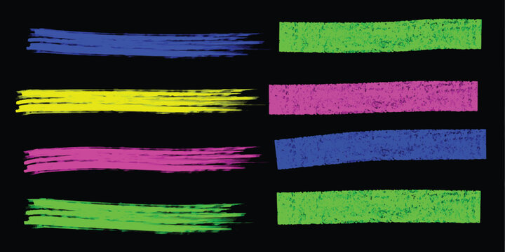 Collection of colorful highlighter strokes vibrant brush lines for emphasis perfect for graphic design and text highlighting