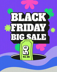 Black Friday sale banner with retro style