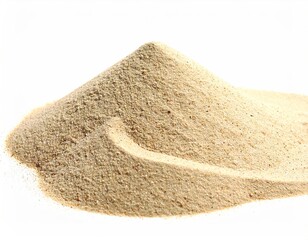 Pile of Tan Beach Sand Isolated Against a White Background Close Up Texture Detailed