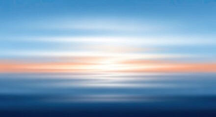 Obraz premium Serene Sea Abstract With Sunlight Reflection, Blue Gradient, Soft Horizon and Water View